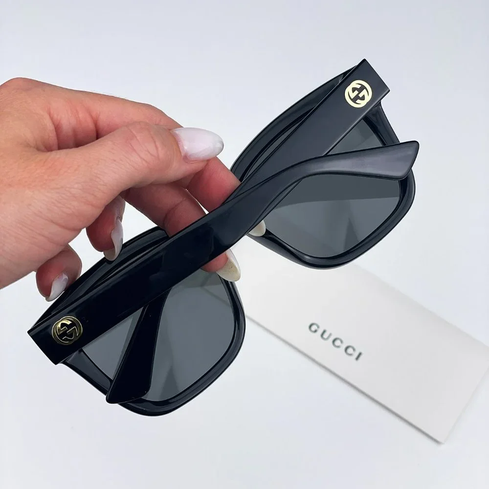 Gucci GG1338S 001 Sunglasses Black Green Grey Square Women